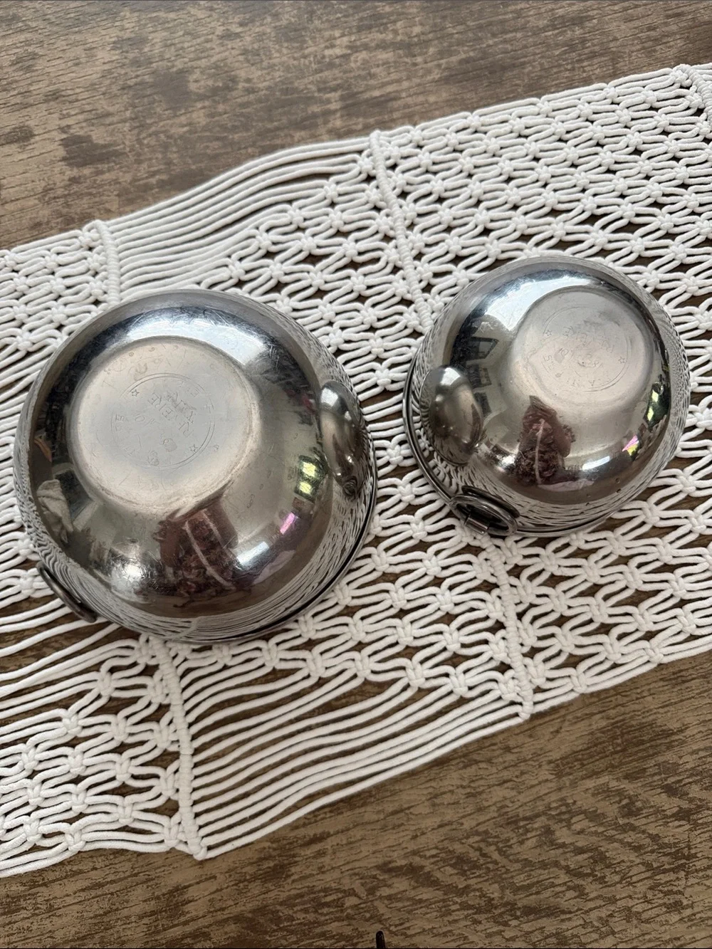 Vintage Revere Ware Stainless Steel O Ring Double Circle Patent Mixing Bowl Set